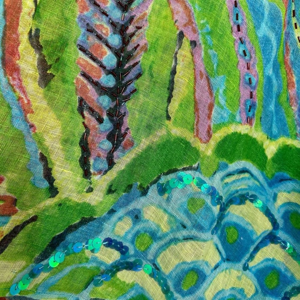 Chico's Multicolor Linen Artistic Wrap - Picture 10 of 14